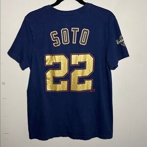 Nike Nationals Soto #22 Navy Tee with White and Gold Accents